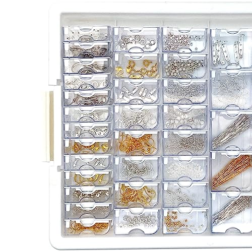 Bead Storage Solutions Elizabeth Ward Plastic See-Through Stackable 1,111 Piece Gold/Silver Assorted Costume Jewelry Findings Tray Bead Organizer - style: 1,111 PC Jewelry Findings