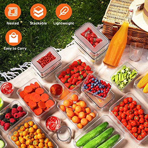 44 PCS Food Storage Container with Lid (22 Lids & 22 Containers) - Airtight Leakproof Plastic Kitchen Organization Set Reusable Microwave/Freezer/Dishwasher Safe Meal Prep Container with Label & Pen - color: 22 Pack