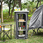 Giantex Folding Camping Storage Cabinet with 3 Shelves and Carry Bag, Portable Outdoor Organizer Kitchen Table, Quick Set-up for BBQ, Picnic, Backyard, Compact Pop-Up Cupboard, 47''H - size: 47''H