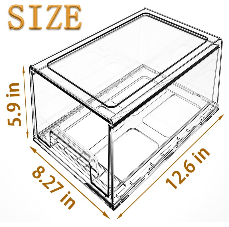 clear Drawer-Type Plastic Storage Box Bins Organizer，Family First Aid Kits Medicine cabinet Box Organizer,Closet ，Shelf，Ointments, Adhesive Bandages，Cosmetics,Office Items (clear, 2L Extra Large) - size: 2XL