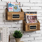 MyGift Rustic Burnt Wood Wall Mounted Mail, File & Magazine Holder Sorter Rack with Chalkboard Label, Set of 2