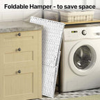 Greenstell Laundry Hamper with 2 Removable Liner Bags，90L Divided Clothes Hamper, Handwoven Synthetic Rattan Foldable Laundry Basket with Lid and Handles White (18.5 x 13.3 x 24.0Inches) - color: White, size: 90L (18.3x13.3x24.0 Inches)