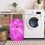Larpur 2Pack Foldable Popup Laundry Basket, Collapsible Portable Mesh Clothes Washing Laundry Hamper with Reinforced Carry Handles (Pink) - color: 2*Pink