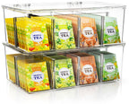 Utopia Home - Tea Bag Organizer With Lids, (2 Pack) Clear Pantry Storage Box - Stackable Partition Organizers or Holder With Lids For Drawers, Countertops, Fridge, Kitchen, Snack & Spice Organization - size: Pack of 2