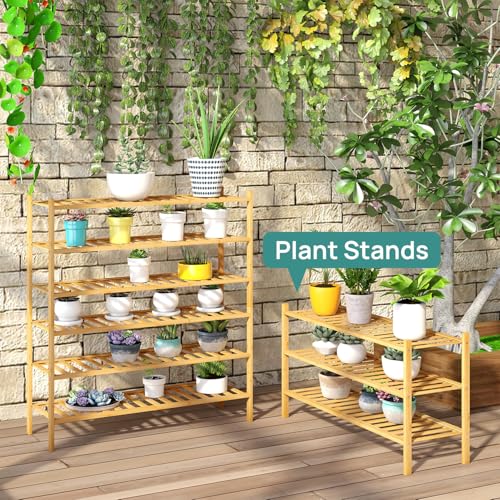 viewcare 3-Tier Long Shoe Rack, Bamboo Wood Shoe Rack for Closet, Entryway & Hallway, Stackable | Beautiful | Functional | Sturdy - color: Natural Bamboo, size: 3-Tier Long