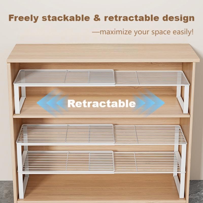 Multi-Functional Adjustable Metal Wire Shoe Rack Organizer - Stackable Shoe Storage for Closet, Extendable 15-24.4in, Retractable Entryway Shoe Cabinet Shelf (Black, 2 Pack) - color: Black, size: 2 Pack