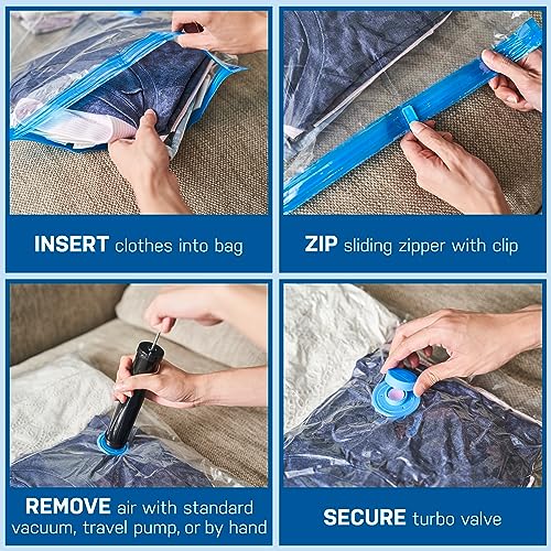 Spacesaver Variety Vacuum Storage Bags for Comforters, Blankets & Clothes – Sealed Compression Bags with Hand Pump – Space Saver Bags for Bedding,Travel & Organization - 3S, 3M, 3L & 3XL - Pack of 12