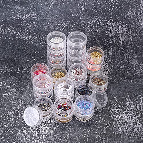 Hipiwe 6 Sets 5 Layers Plastic Round Storage Containers Small Art Craft Accessory Organizer Box 10ML Containers Jars for Jewelry Small bead Nail Designs Storage - size: 6Packs 1.5"D x3.9"H