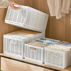 Wardrobe Clothes Organizer, 5 or 7Grids Closet Jean Storage Bins with Handles Drawer Organizer for Clothing Foldable Drawer Dividers with Adjustable for Sweater, Pants (Large 5 Grids: 4 Baffles) - size: Large 5 Grids: 4 Baffles