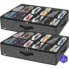 Onlyeasy Sturdy Under Bed Shoe Storage Organizer, Set of 2, Fit 12 to 24 Pairs, Underbed Shoes Closet Storage Solution with Clear Window, Breathable, L29.3 x W23.6 x H5.9, Linen-like Black, MXAUBSB2P - color: 2 Shoes (12+12 Cells) Linen-like Black
