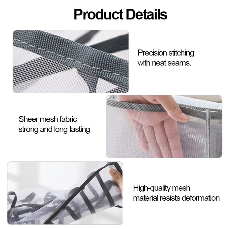 Socks Drawer Organizer Dividers, Foldable 11 Cell Drawer Organizers, Mesh Clothing Organizer Box for Socks Underwear,White - color: White