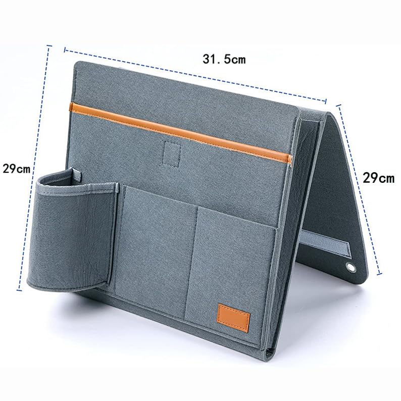 Bringsine Bedside Caddy, Felt Bed Storage Organizer Hanging Bag Holder with 5 Pockets for Magazine Book Phone Tablet iPad Cables Remote & Water Bottle Holder Home Dorm Bed Sofa-Light Teal - color: Light Teal, size: 4 Pockets + Bottle Holder