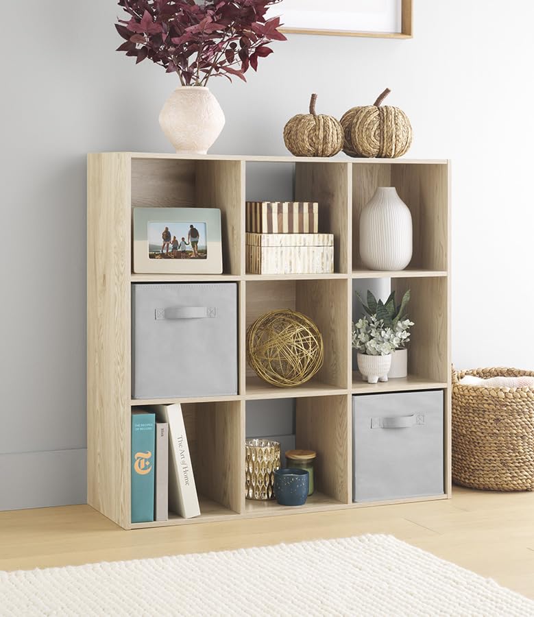 Whitmor 9 Cube Storage Organizer, Open Storage Display Bookshelf, Storage Cabinet for Living Room, Bedroom, Home, Office, White Oak - color: Sonoma Oak, size: 9 Cube, 35.5"L x 11.7"W x 35.5"H