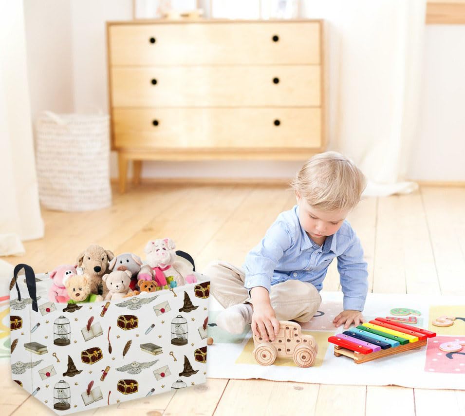 Sanjiaofeng Rectangular Kids Basket Magic Storage Bins,Ctue Storage Basket with Handles.Clothers,Books,Kid's Gifts Bins. (Magic) - color: Magic
