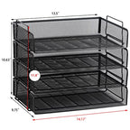 EASEPRES 4 Pack Stackable Desk Paper Tray, Metal Mesh Desktop Document Letter File Organizer for Office Home School, 13.5'' L x 9.75'' W x 11'' H, Black - color: 4 Pack Black