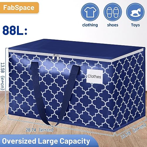 Fabspace Moving Bags, Extra Large Moving Supplies, Heavy Duty Storage Bags, Packing Bags with Reinforced Zippers & Handles, Collapsible Packing Boxes, Storage Totes for Moving, Packing, 88L, 8 Packs - size: 88L