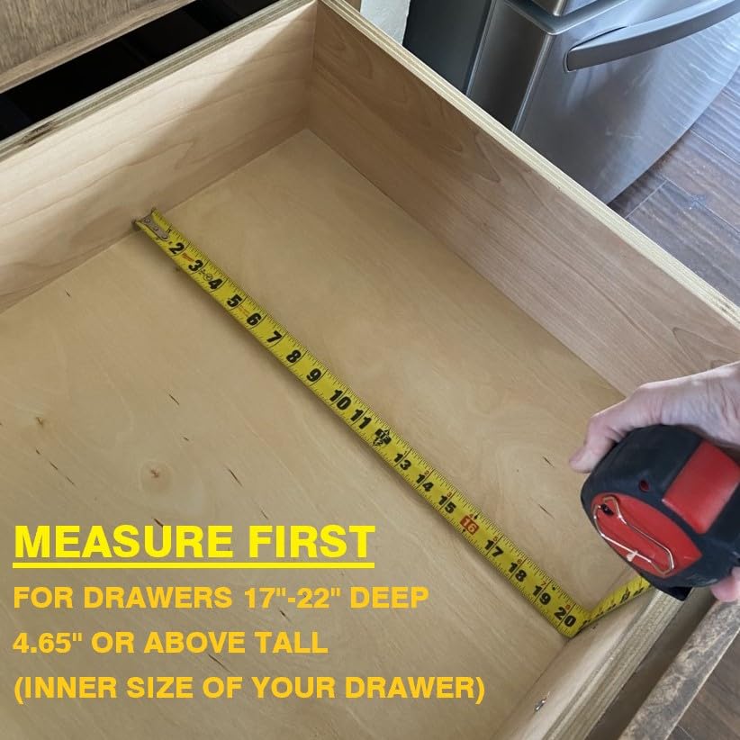 Fabsome Dresser Drawer Organizers 6 Pack, 4.65'' High Adjustable from 17-22‘’ Bamboo Drawer Dividers for Clothing Baby Clothes, Wooden Separators for Dresser Nursery Organization with Soft Foam Ends - size: For 17-22in deep drawers inner size