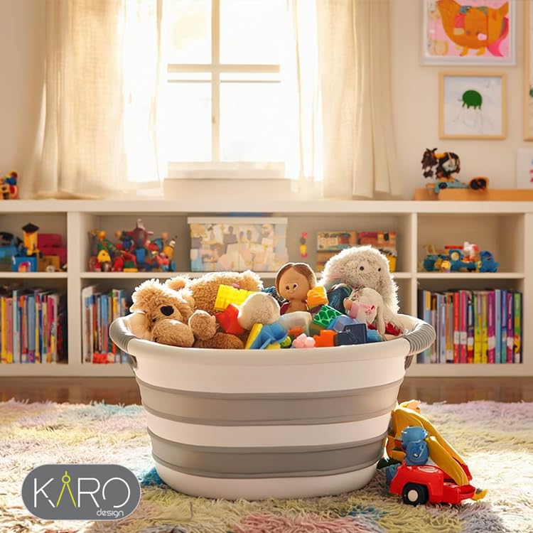 KARO DAILY - Collapsible Foldable Multi-Functional Laundry Basket – Durable & Sturdy Plastic Storage Bin, Space-Saving Organizer for Laundry, Groceries, Camping & Travel