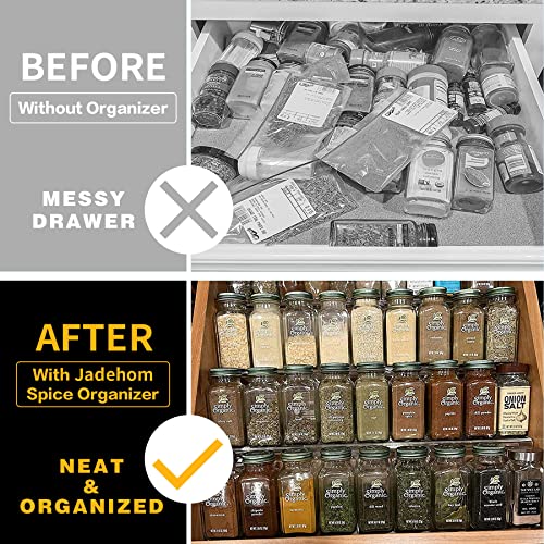 Jadehom 19 x 13 Inches Spice Drawer Organizer, 4 Tier Clear Acrylic Expandable In-Drawer Seasoning Jars Rack, Kitchen Drawer Spice Insert Tray for Cabinet/Countertop - size: 4 Pcs x 13 inch Width