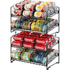 Simple Houseware 2 Tier Stackable Can Rack, Black, 2 Pack - color: Black