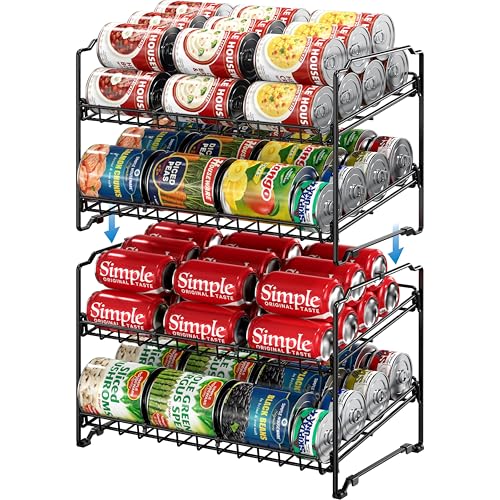 Simple Houseware 2 Tier Stackable Can Rack, Black, 2 Pack - color: Black