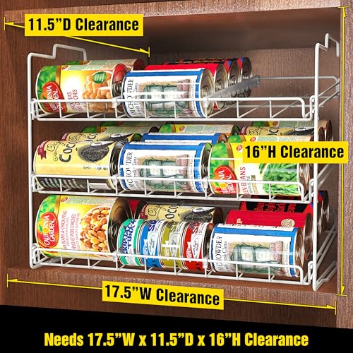 Deco Brothers Stackable Can Rack Organizer for Kitchen and Pantry, Holds Up to 36 Cans, White - color: White