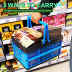3-Pack Collapsible Storage Baskets, Stackable Plastic Crates with Handles for Freezer Organization, Grocery Shopping, RV Camping & Home Storage, Holds 20 lbs Each, Folds Flat to 1.7"