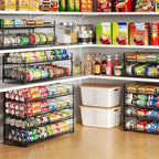 2-Tier Stackable Can Organizer for Pantry, Adjustable Extra-Long Can Rack for Pantry Shelf Organizer and Storage, Sturdy Standing Can Holder for Canned Soup Food Goods Storage up to 64 Cans, Black - style: Length（29.72''）-1 Pack