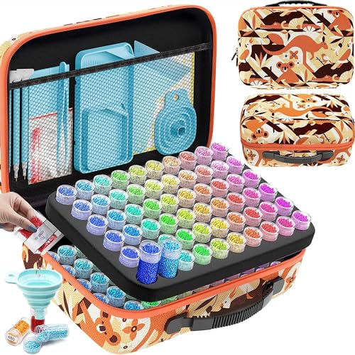ARTDOT 120 Slots Storage Container for Diamond Art Kits for Adults,Portable Bead Storage Boxes for Diamond Painting Accessories and Tools - color: Orange, size: Large