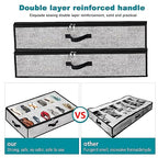 Under Bed Shoe Storage Organizer for Closet 2 Pack- Fits 24 Pairs Underbed Shoes Container Boxes Light Grey - color: Light Grey-24pairs, style: Regular Handle