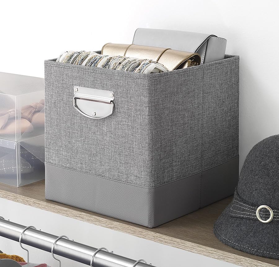 Whitmor 14-Inch Collapsible Cube, Gray, 6 Pack - color: Gray, size: 14 x 14 x 14 inches (Set of 6)