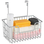JUNCHU CHERRY Wire Hanging Storage Basket 2 Packs, Wall Mounted Kitchen Bathroom Storage Basket, Multi-Functional, No Punching, Strong Bearing, Chrome - color: Chrome