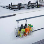 JUNCHU CHERRY Wire Hanging Storage Basket 2 Packs, Wall Mounted Kitchen Bathroom Storage Basket, Multi-Functional, No Punching, Strong Bearing, Chrome - color: Chrome