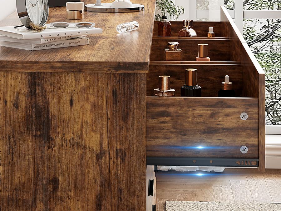 Xixini Dresser for Bedroom, 9 Drawer Wide Modern Chest of Drawers with X-Shaped Sturdy Base, Wood Double Dresser Closet Clothes Storage Organizer, Wooden TV Stand for Living Room, Hallway, Brown - color: Brown, size: 15.6"D x 59.1"W x 29.5"H (9 Drawers)