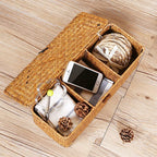 Seagrass Tank Basket with Lid Woven Toilet Roll Storage Basket with Sections Rectangular for Organize Snack Toys Tampon (Large Compartment 16.5inch L x 5.5inch W x 5.5inch H) Natural - color: Natural