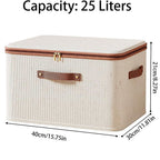 Storage Bins with Lids, Fabric Storage Boxes with Handles, Breathable Cotton Linen Clothes organizing Box for Wardrobe, Closet (Washable) (large) - size: large