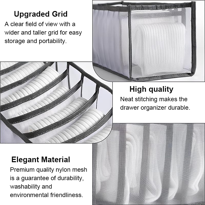 Underwear Drawer Organizer, Bra Storage with Dividers, 6 Cell Foldable Storage Cube Bins for Bra, Socks, Underwear, Thin Clothing, Black - color: Black
