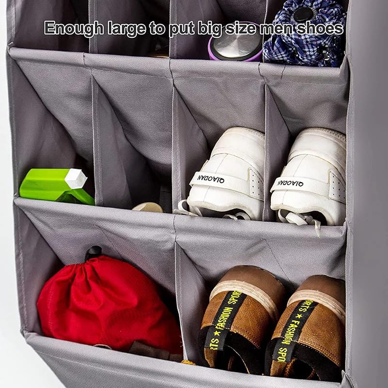 Over the Door Shoe Organizer, 14 Pockets Hanging Shoe Storage Rack with Large Deep Pockets, Oxford 600D Fabric Grey Shoe Storage Rack with 6 hook for Shoes, Slipper,Home Accessories etc - color: Black, size: 14-Grids