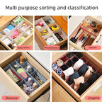 8 Pack Drawer Dividers, 4 Inch High Adjustable Plastic Grid Separators, DIY Cut-to-Fit Drawer Organizer for Socks, Underwear, Makeup, Kitchen, Office & Bedroom, White - color: white-blue